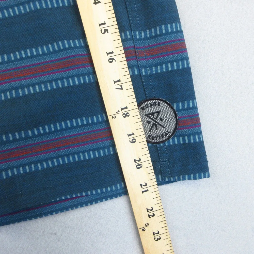 Roark Board Shorts Mens 36 Revival Teal Blue Striped Stretch Surf Swim Skate